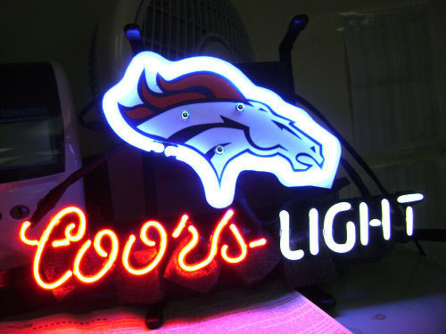 NFL Denver Broncos Coors Light Football Neon Light Sign 14"x 8" [High Quality] - £58.93 GBP