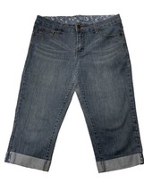 Faded Glory Denim Cuffed Capri Jeans Women Size 14 Med Wash Faded Whiske... - £8.17 GBP