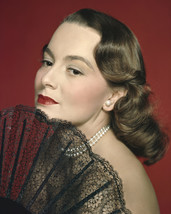 Olivia de Havilland gorgeous bare shoulder in beads lace fan 16x20 Canvas - $69.99