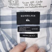 Quicksilver Shirt Mens S Gray Short Sleeve Spread Collar Button Plaid Pocket - £20.55 GBP