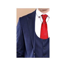 Men 3pc European Vested Suit WESSI by J.VALINTIN Extra Slim Fit JV12 Navy blue image 2