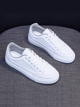 Soft PU Leather Women Sneakers Platform Women Casual Simple Design Comfort White - £38.99 GBP