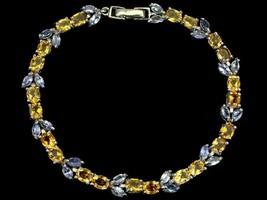 7.20 Ct Oval Cut Simulated Citrine Bracelet Gold Plated 925 Silver - £158.26 GBP