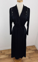 Vintage Miss Elaine Women&#39;s S Robe Nylon Black Long Lace Detail - £44.84 GBP