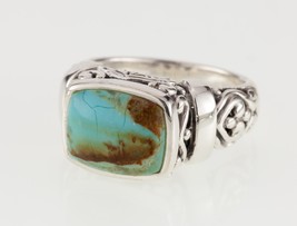 Argent Sterling Turquoise Cabochon Taille Bague 8 - $1,951.51 MXN
