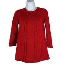 Liz Claiborne Women&#39;s Red Cable Knit Crew Neck Sweater Size S - $16.70