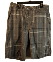 O&#39;Neill Shorts Mens Size 30 Gray Pink Plaid Pockets Logo Belt Loops Pull On - £13.09 GBP