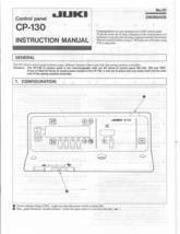 Tokyo Juki CP-130 Control Panel Instruction Manual - $12.99