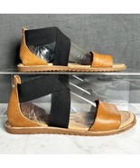 Sorel Ella Tan Leather Black Elastic Strap Sandal - Women&#39;s 8.5 - $37.95