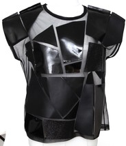 JUNYA WATANABE COMME DES GARCONS Black Top Blouse Shirt Cap Sleeve Sz S - £185.50 GBP