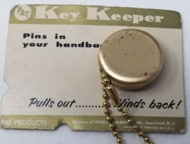 Key Keeper Keychain Pat Products Retractable Pin Back Gold Color Metal 1... - $11.35
