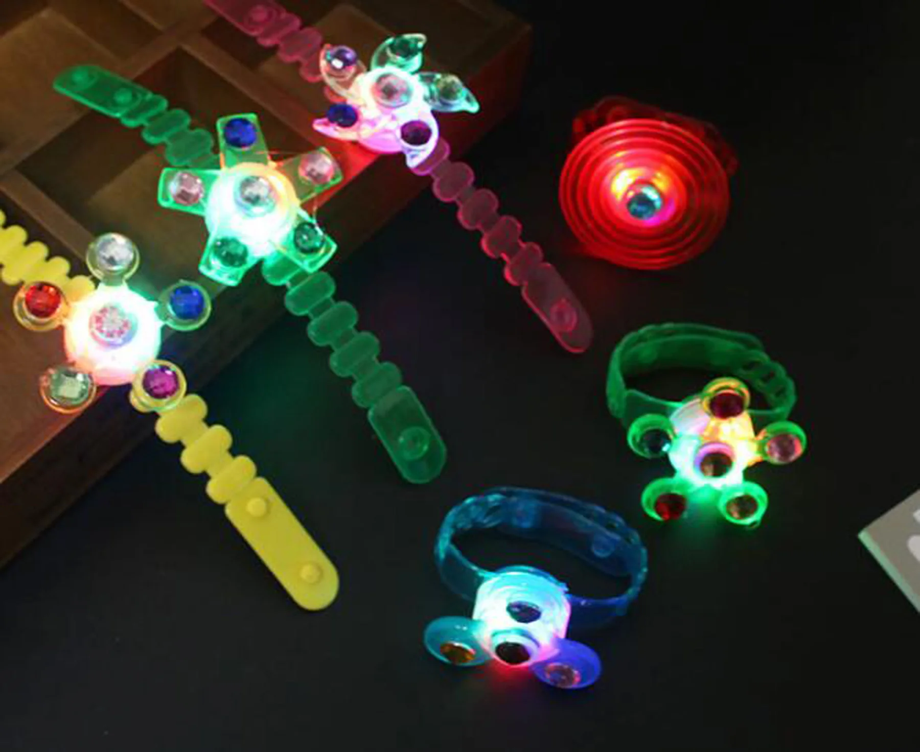 LED Luminous Fidget Finger Spinner Glowing top bracelet ring necklace fl... - $11.75