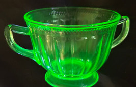 Federal Uranium Glass Open Sugar Colonial Fluted Footed - £16.46 GBP