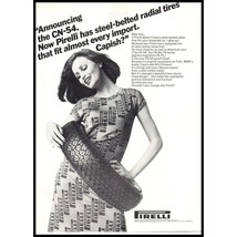 1974 Pirelli Tires Vintage Print Ad Mini Dress Hula Hoop Brunette Wall Art - £8.20 GBP