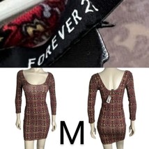 F21 Burgundy Bohemian Print Long Sleeve Dress~Size M - £17.52 GBP