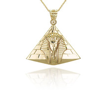 14k Solid Yellow, White, Rose, Gold Pharaoh Egyptian Pyramid Pendant / Necklace - £200.98 GBP+