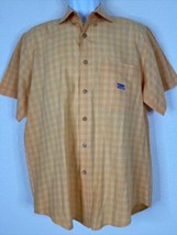 Wrangler Classic Blues Men Size M Orange Check Shirt Short Sleeve Casual EUC - £5.75 GBP