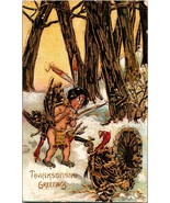Thanksgiving Greetings Postcard Posted Funny Embossed Turkey Hunt 1908 G... - £11.96 GBP