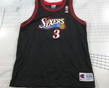 Vintage Allen Iverson Champion Jersey Youth Extra Large 18-20 Black Red #3 - $41.82