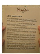 John McLaughlin Press Kit My Goal&#39;s Beyond Goals Mahavishnu Orchestra - £21.20 GBP