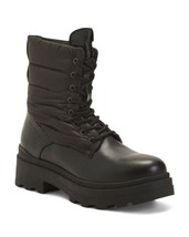 NEW DASIA BLACK LEATHER COMBAT PLATFORM BOOTS BOOTIES SIZE 38 SIZE 8 M - £70.69 GBP