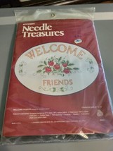 NEW VTG Needle Treasures Welcome Friends Sign 00551 Strawberries Crewel ... - $19.99