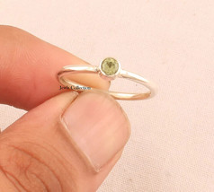 Peridot Round Gemstone Ring Stacking Ring Solid 925 Sterling Silver Jewelry - $7.72+