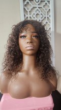 CLIONE Brown Water Wave Wig With Bangs Human Hair Wear and Go HD Lace... - £38.92 GBP
