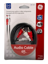Ge Rca Audio Cable 6 Ft Male To Male Turntable, Speakers Red/White Nib New 72607 - £5.03 GBP