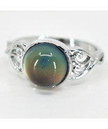 Vintage Inspired Silver Tone Color Changing Cabochon Heart Accent Mood Ring - £5.58 GBP