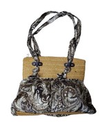 Boho Basket Weave Floral Print Fabric Handbag Shoulder Bag - $11.26