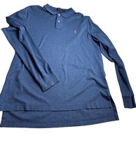 Polo Ralph Lauren Pima Soft Touch Men Polo Shirt Long Sleeve Heather Blue Large - £19.69 GBP