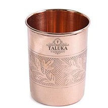 Copper Embossed Glass Tumbler Cup, 6 Glass Piece 300 ml Drinkware Health Benefit - £31.00 GBP