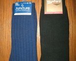 NEW Bundle Lot 2 Mens Dress Socks 1 blue 1 black ribbed polyester shoe s... - $5.25