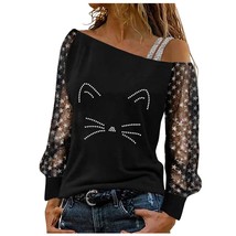 Strapless   Fashion Blouse Women&#39;s  Out Love Long Sleeve Off  Pullover  Casual L - £46.79 GBP