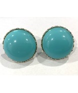Vintage Large Round Faux Turquoise and Gold-Tone Screw Back Earrings - $12.97 CAD