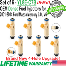 x6 Denso OEM 4-Hole Upgrade Fuel Injectors for 2001-2004 Mazda Tribute 3.0L V6 - $277.19