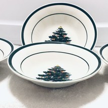 Totally Today &quot;Christmas Tree&quot; Pattern Set Of 4 Soup/Cereal Bowls Vtg - £26.70 GBP