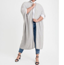 NWT New Womens XL 1X Ryllace Plus 100% Cashmere Open Sweater Duster Gray... - £259.18 GBP