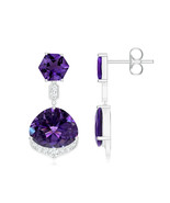 Kicky and Perky 925 Silver AAAA Amethyst Dangle Drop Earrings Jewelry fo... - $95.20