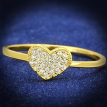 Women&#39;s Round Pave Cz Heart Shaped 14k Yellow Gold Plated Wedding Ring Size 5-9 - £55.32 GBP