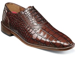 Stacy Adams Riccardi Plain Toe Oxford Shoes Animal Print Cognac 25575-221 - £85.24 GBP