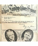 1927 When Lindy Comes Home Charles Lindbergh Sheet Music Newspaper Artic... - €86,54 EUR