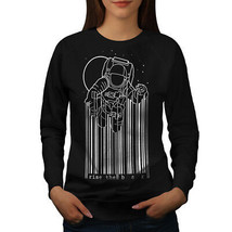 Wellcoda Space Astronaut Moon Geek Womens Sweatshirt,  Casual Pullover Jumper - $31.31+