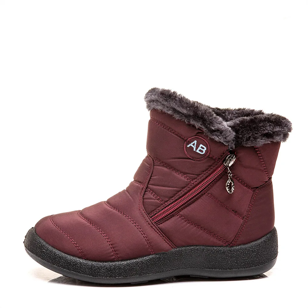 En snow boots warm short fur plush winter ankle boots plus size ladies shoes female zip thumb200