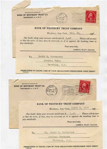 2 Overdrawn Account Notices Bank of Westbury Trust New York 1932 - £13.77 GBP