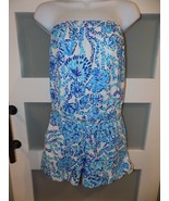 Lilly Pulitzer Jace Turquoise Oasis Shell Me You Love Me Terry Short Rom... - $121.06 CAD