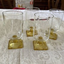 Set Of 4 Mid Century Modern  Nordic Topaz Stem Juice Glasses by Federal Glass - £22.78 GBP