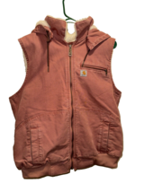 Carhartt Wildwood Hooded Vest Sherpa Lined Womens Small 102253-680 Dried Rose - £132.53 GBP