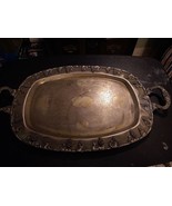 Vintage Silver Plated Decorative Etched Serving Tray with Handles - $1,156.70 MXN